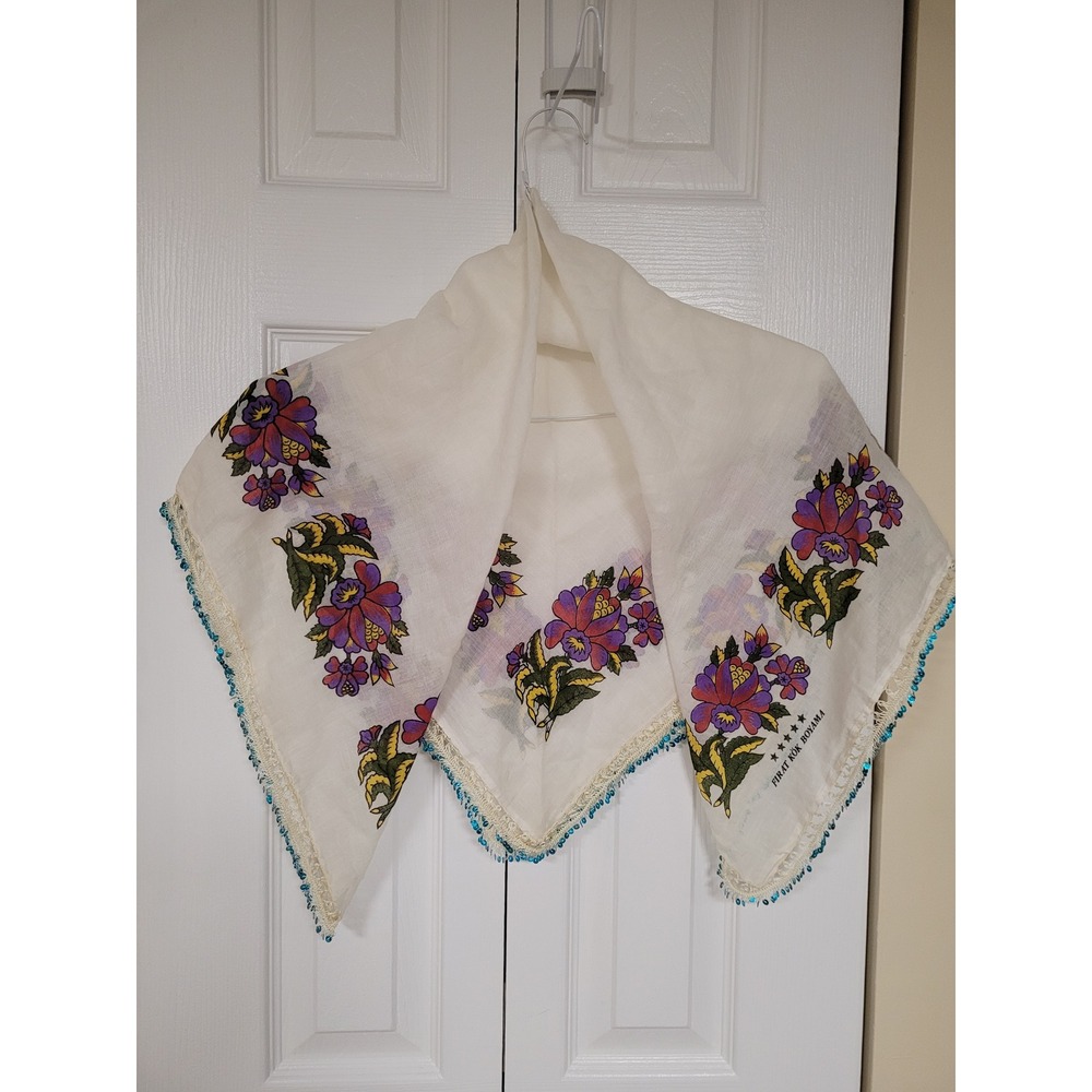 Turkish Vintage Floral Head/Neck Square Retro Scarf‎ Bohemian Boho 32in X 32in